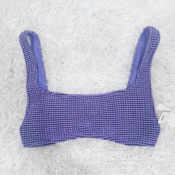 aerie Other - NWT Aerie Scoop Purple Textured Bikini Top Size Small Swimsuit Black Gold